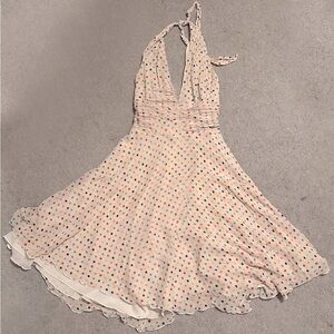 vintage polka dot low cut midi dress